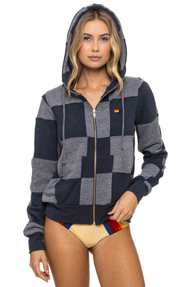 CHECK QUILT ZIP HOODIE
