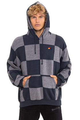 CHECK QUILT RELAXED PULLOVER HOODIE