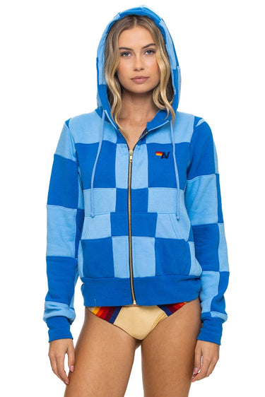 CHECK QUILT ZIP HOODIE - SKY // ADVENTURE BLUE