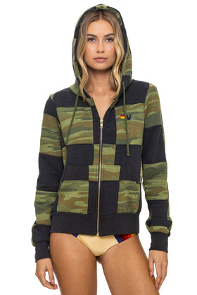 CHECK QUILT ZIP HOODIE