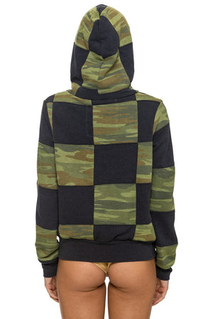CHECK QUILT ZIP HOODIE - SMOKE // CAMO