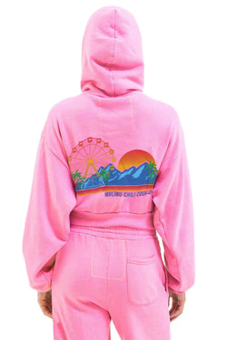 MALIBU CHILI COOK-OFF 2026 CROPPED ZIP HOODIE - NEON PINK