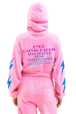 PALM TREE FEST WEST PALM 2026 CROPPED ZIP HOODIE RELAXED - NEON PINK