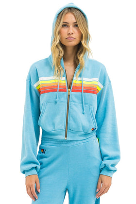 5 STRIPE CROPPED ZIP HOODIE RELAXED