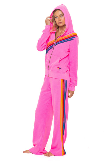 5 STRIPE WIDE LEG POCKET SWEATPANTS - NEON PINK