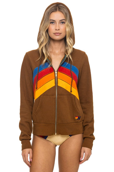 MOUNTAIN STITCH CHEVRON 4 ZIP HOODIE - CINNAMON