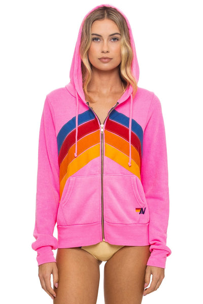 MOUNTAIN STITCH CHEVRON 4 ZIP HOODIE - NEON PINK – Aviator Nation
