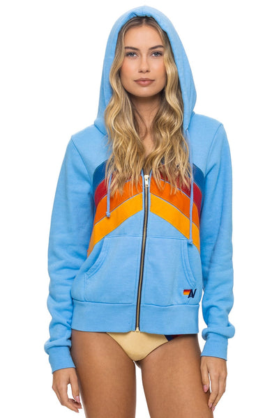 Mountain Stitch Chevron 4 Zip Hoodie Sky | Aviator Nation