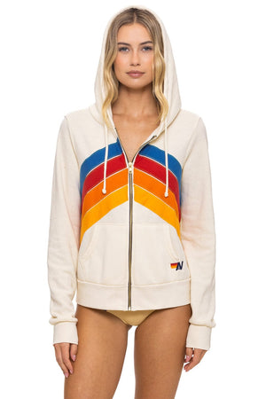 MOUNTAIN STITCH CHEVRON 4 ZIP HOODIE - VINTAGE WHITE