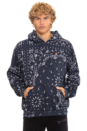 BANDANA RELAXED PULLOVER HOODIE - CHARCOAL
