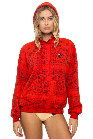 BANDANA RELAXED PULLOVER HOODIE - RED