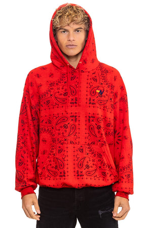 BANDANA RELAXED PULLOVER HOODIE - RED