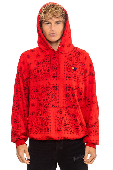 BANDANA RELAXED PULLOVER HOODIE - RED