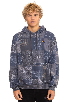 BANDANA QUILTED RELAXED PULLOVER HOODIE