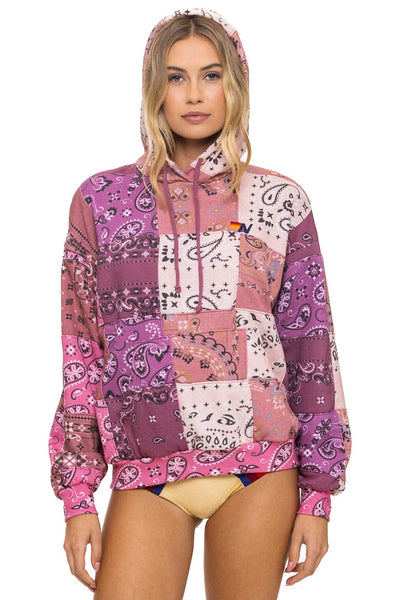 Bandana Quilted Pullover Hoodie Pink | Aviator Nation