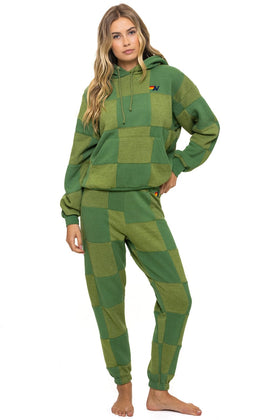 CHECK QUILT RELAXED PULLOVER HOODIE