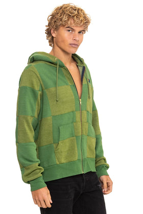 CHECK QUILT ZIP HOODIE