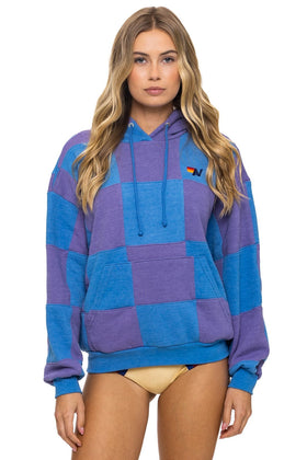 CHECK QUILT RELAXED PULLOVER HOODIE