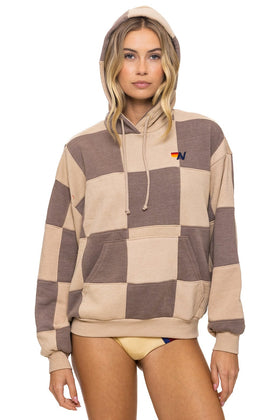CHECK QUILT RELAXED PULLOVER HOODIE