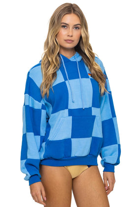 CHECK QUILT RELAXED PULLOVER HOODIE