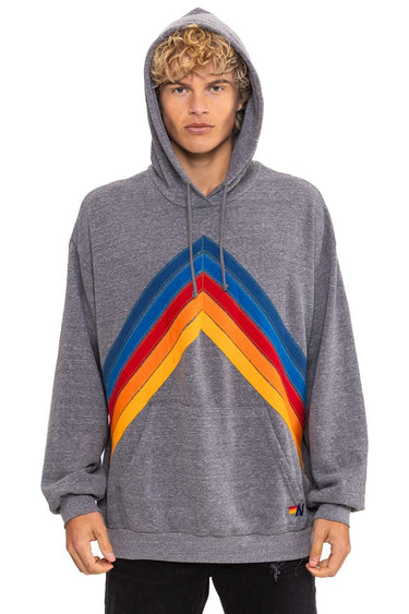 MOUNTAIN STITCH CHEVRON PULLOVER HOODIE RELAXED - HEATHER GREY