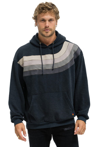 WAVE STRIPE 4 PULLOVER HOODIE RELAXED - CHARCOAL // CHARCOAL