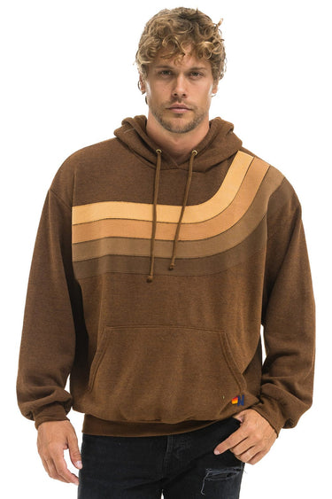 WAVE STRIPE 4 PULLOVER HOODIE RELAXED - CHOCOLATE // ESPRESSO