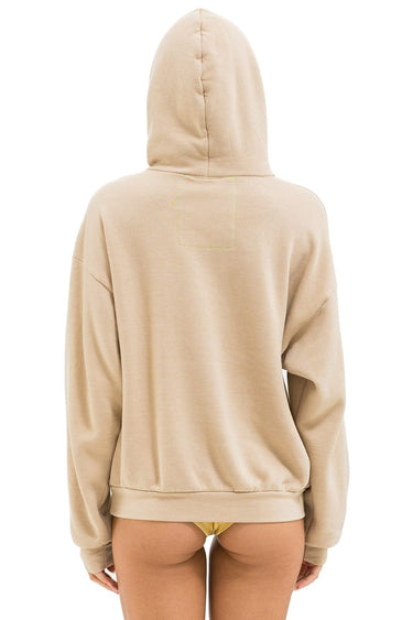 WAVE STRIPE 4 PULLOVER HOODIE RELAXED - SAND // PINK