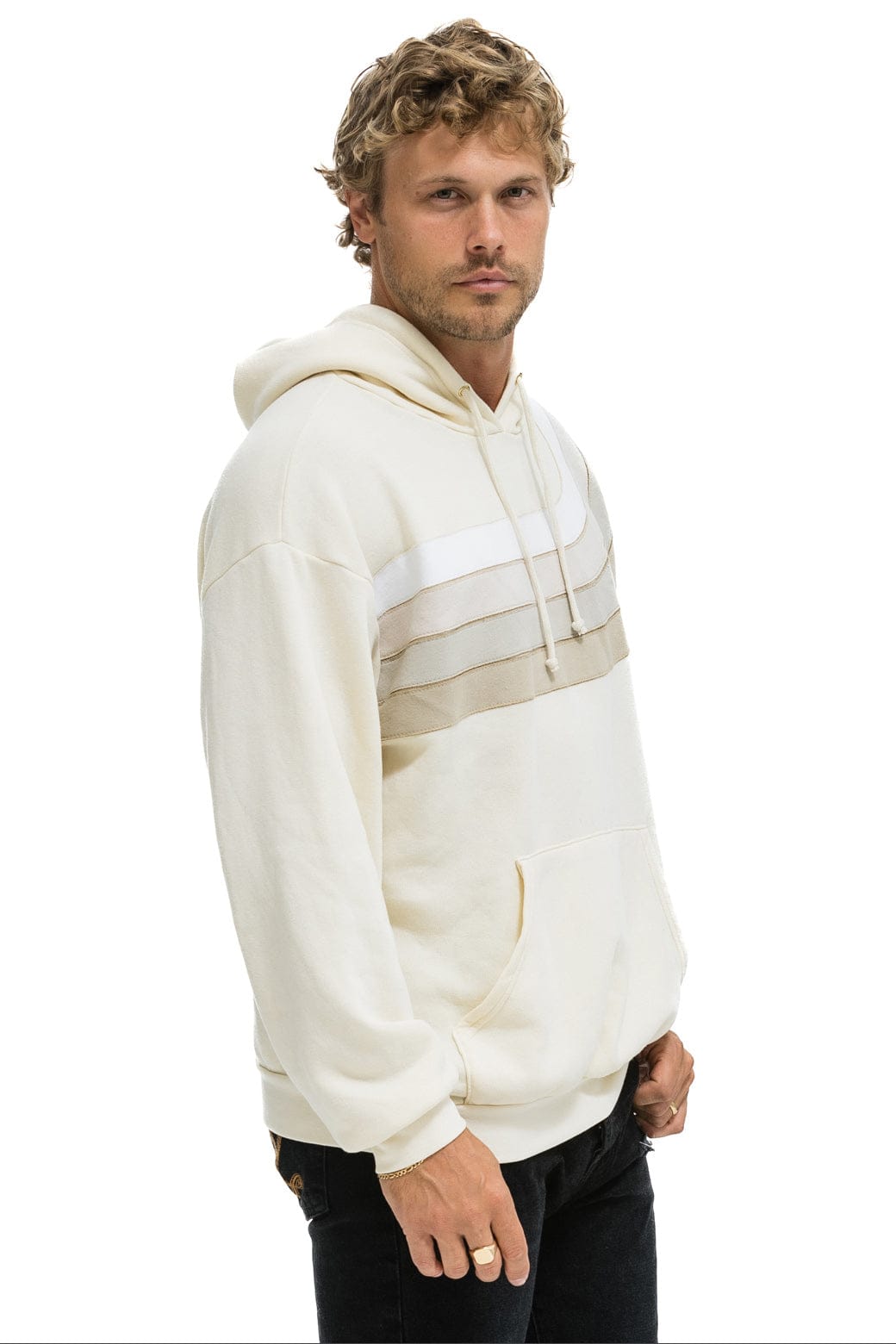 Wave Stripe 4 Pullover Hoodie Relaxed- Magenta Orange