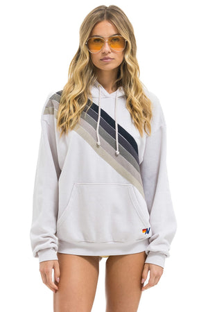 CROSS STRIPE RELAXED PULLOVER HOODIE - DOVE // GREY