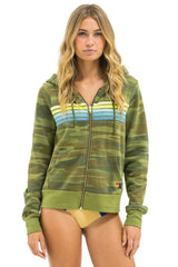 5 STRIPE HOODIE - CAMO // LIME AQUA