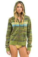 5 STRIPE HOODIE - CAMO // LIME AQUA