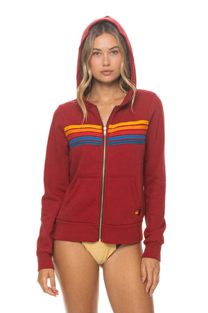 5 STRIPE HOODIE - CRIMSON