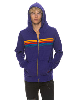 5 STRIPE HOODIE - DEEP PURPLE