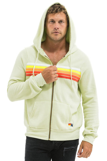 5 STRIPE HOODIE - LIME CREAM // WHITE NEON