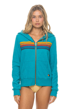 5 STRIPE HOODIE - TEAL