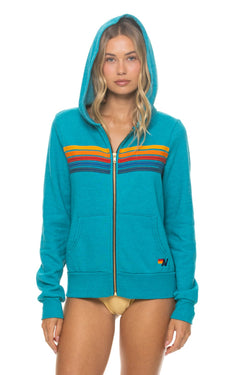 5 STRIPE HOODIE - TEAL