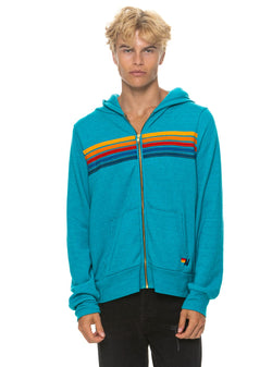 5 STRIPE HOODIE - TEAL