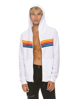 5 STRIPE HOODIE - WHITE