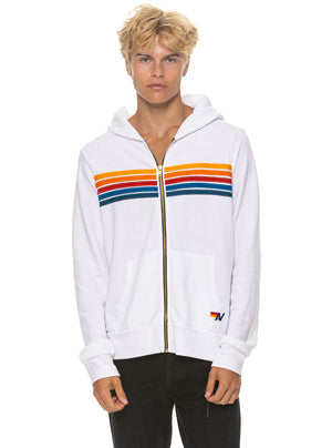 5 STRIPE HOODIE - WHITE