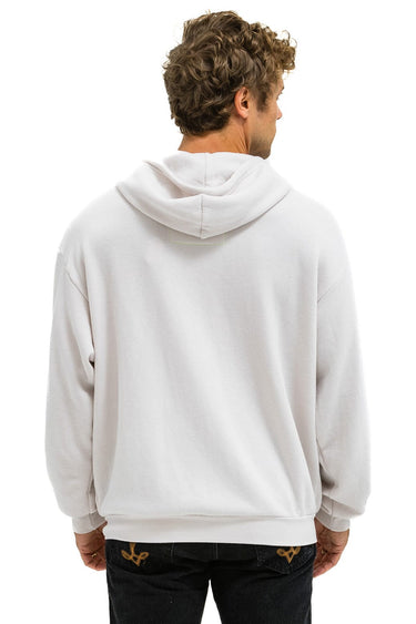 5 STRIPE RELAXED ZIP HOODIE - DOVE GREY // NEON