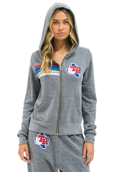 TEXAS RANGERS 5 STRIPE ZIP HOODIE - HEATHER GREY // USA