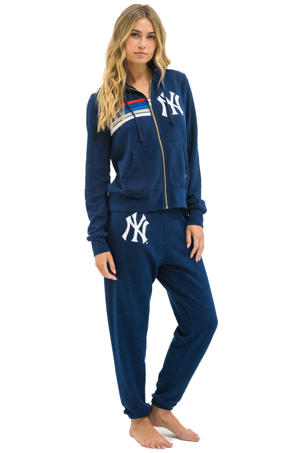NY YANKEES STRIPE UNISEX SWEATPANTS NAVY // USA - Main Image