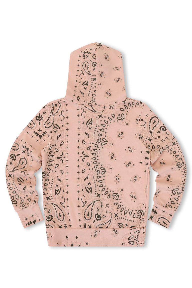 KID'S BANDANA ZIP HOODIE - LIGHT PINK