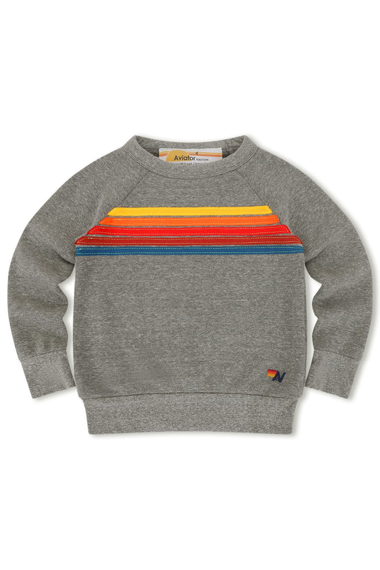 KID'S 5 STRIPE SWEATSHIRT - HEATHER GREY