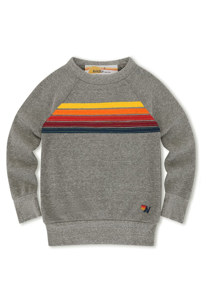 KID'S 5 STRIPE SWEATSHIRT - HEATHER GREY