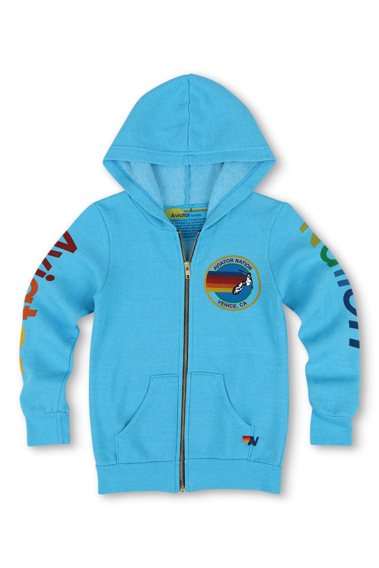 KID'S AVIATOR NATION VENICE ZIP HOODIE - NEON BLUE