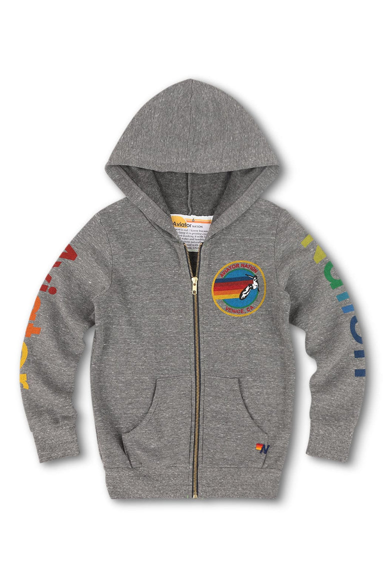 KID'S AVIATOR NATION VENICE ZIP HOODIE - HEATHER GREY