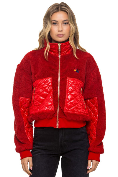 Teddy Full Zip Jacket Cherry | Aviator Nation
