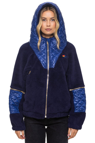 TEDDY UNISEX OVERSIZED HOODED FULL ZIP JACKET - NAVY